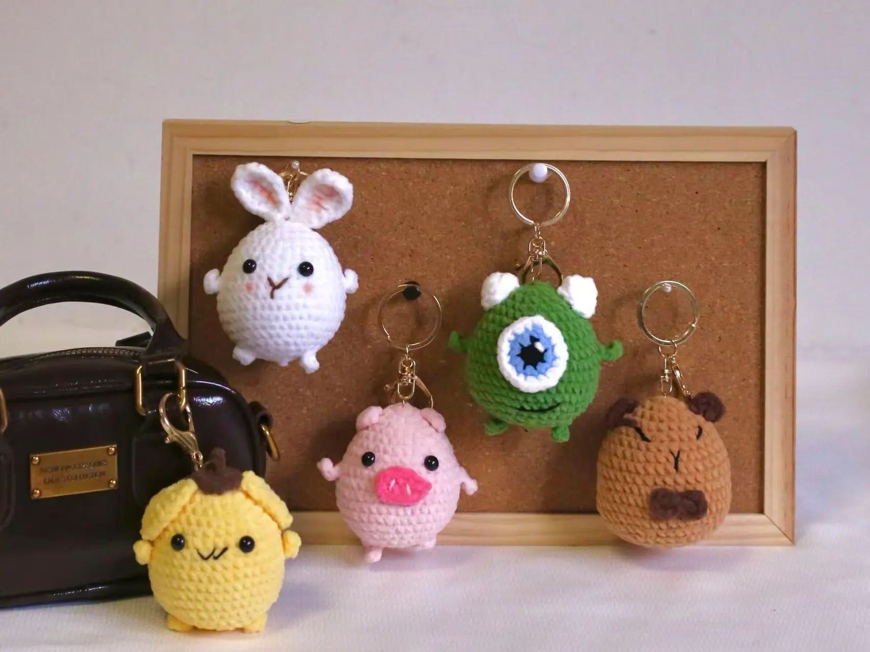 Crochet Animal Car Charm: Handmade Plushie Keychain Clip