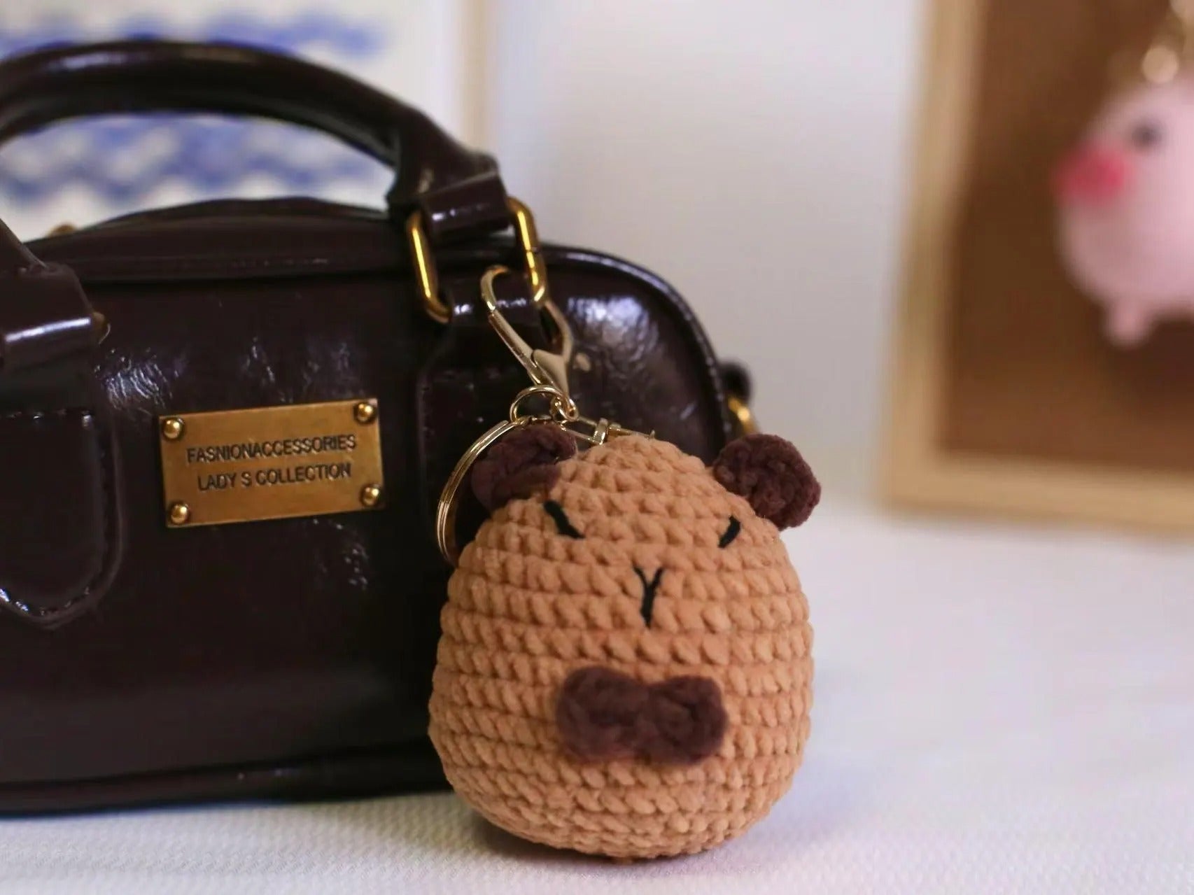 Crochet Animal Car Charm: Handmade Plushie Keychain Clip