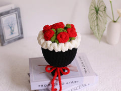 Handmade Crochet Chenille Rose Bouquet: Bright Colors, Ready to Gift