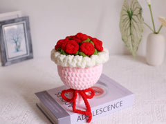 Handmade Crochet Chenille Rose Bouquet: Bright Colors, Ready to Gift