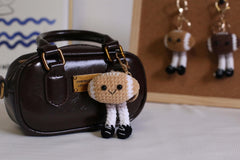 Adorable Crochet Football Plush Charm, Handmade Sports Keychain or Bag Accessory, Cute Gift for Birthday, Christmas, Car Decor