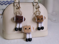 Adorable Crochet Football Plush Charm, Handmade Sports Keychain or Bag Accessory, Cute Gift for Birthday, Christmas, Car Decor