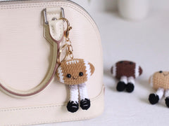 Adorable Crochet Football Plush Charm, Handmade Sports Keychain or Bag Accessory, Cute Gift for Birthday, Christmas, Car Decor