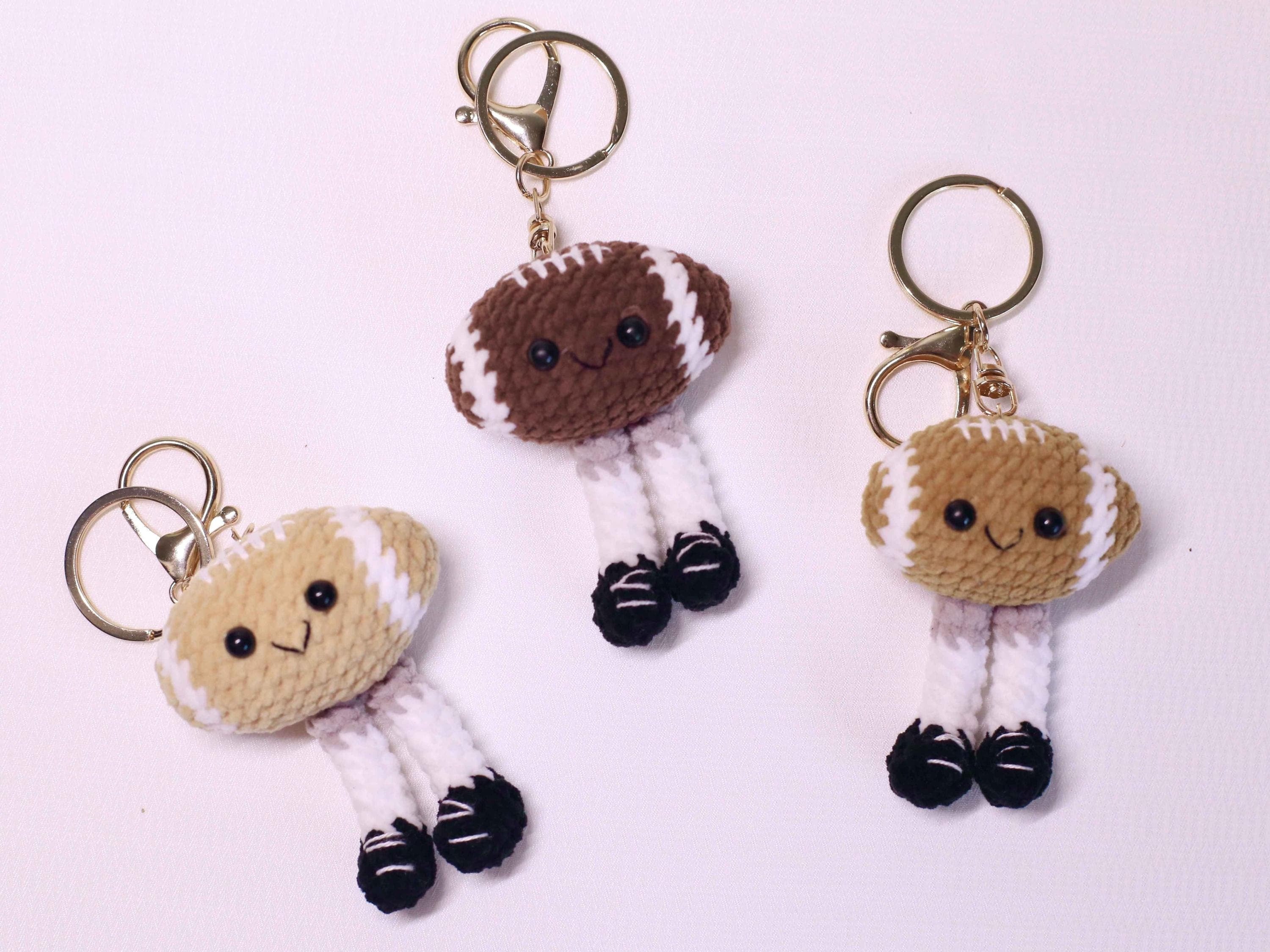 Adorable Crochet Football Plush Charm, Handmade Sports Keychain or Bag Accessory, Cute Gift for Birthday, Christmas, Car Decor