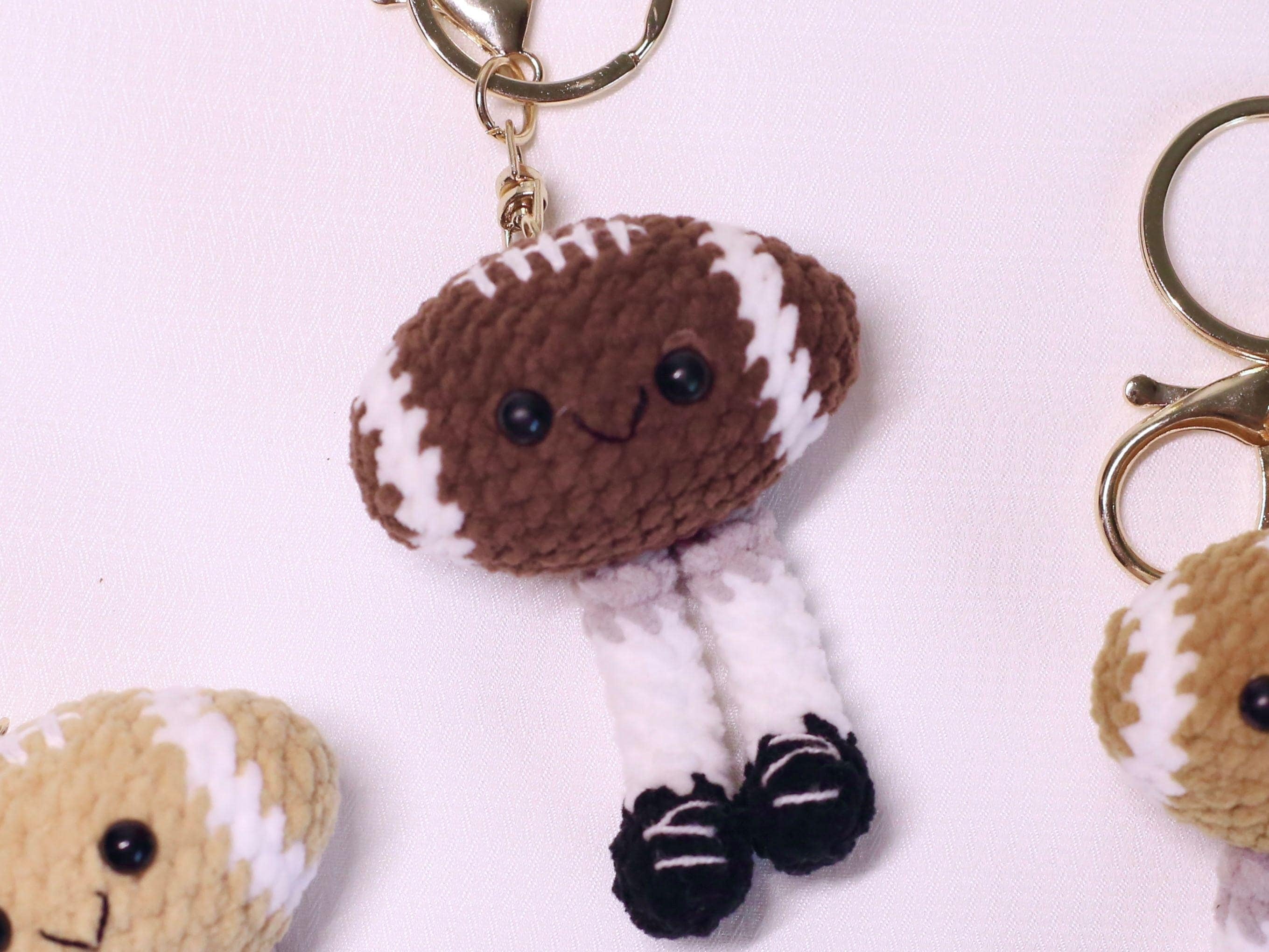 Adorable Crochet Football Plush Charm, Handmade Sports Keychain or Bag Accessory, Cute Gift for Birthday, Christmas, Car Decor