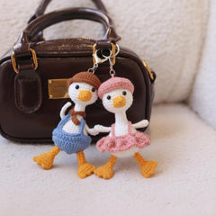Cute Crochet Duck Keychain, Handmade Amigurumi Duck Bag Charm, Kawaii Duck Couple Plush, Unique Birthday or Christmas Gift for Her
