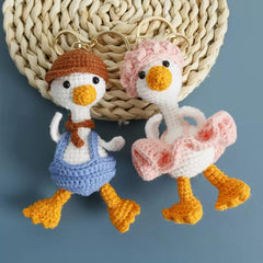 Cute Crochet Duck Keychain, Handmade Amigurumi Duck Bag Charm, Kawaii Duck Couple Plush, Unique Birthday or Christmas Gift for Her