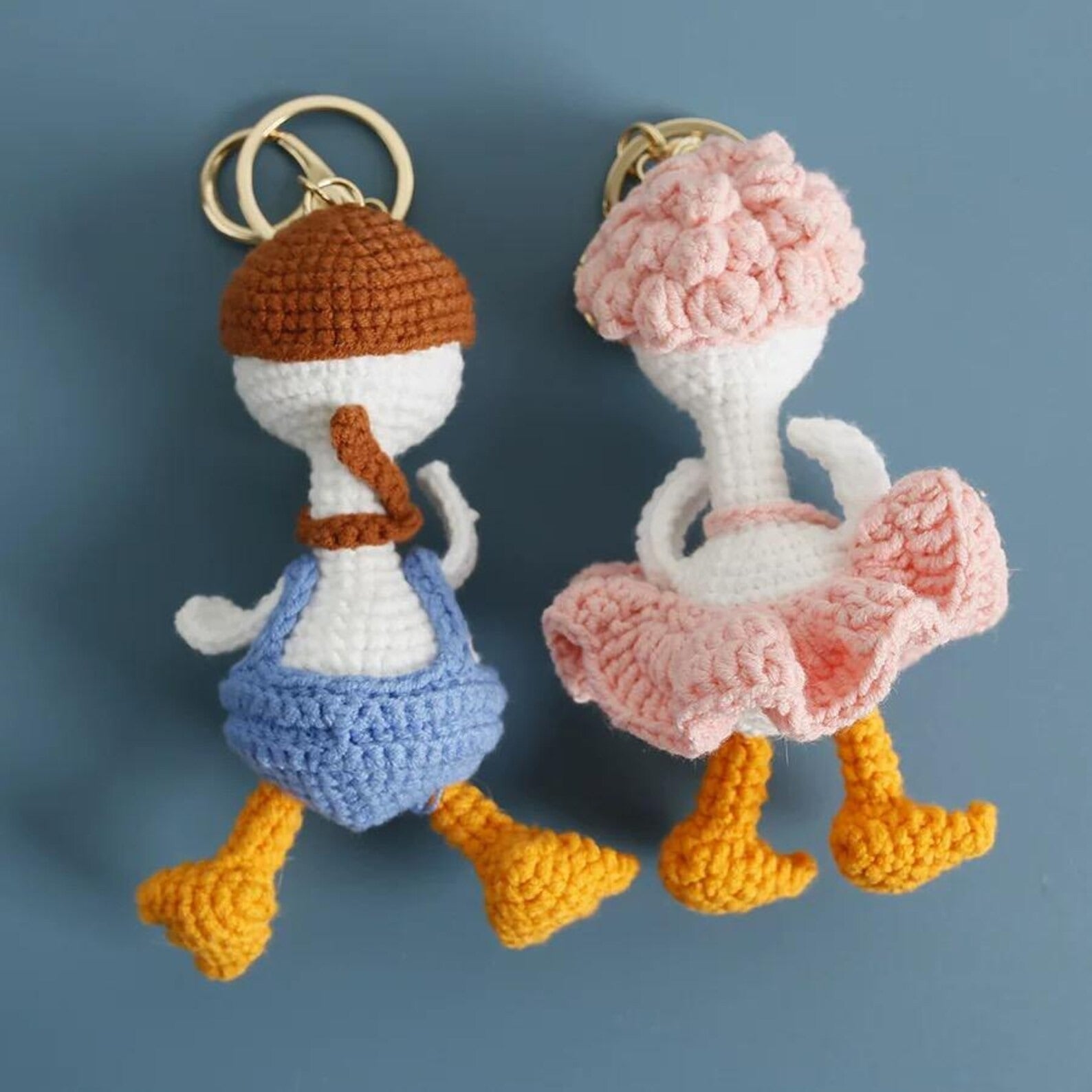 Cute Crochet Duck Keychain, Handmade Amigurumi Duck Bag Charm, Kawaii Duck Couple Plush, Unique Birthday or Christmas Gift for Her