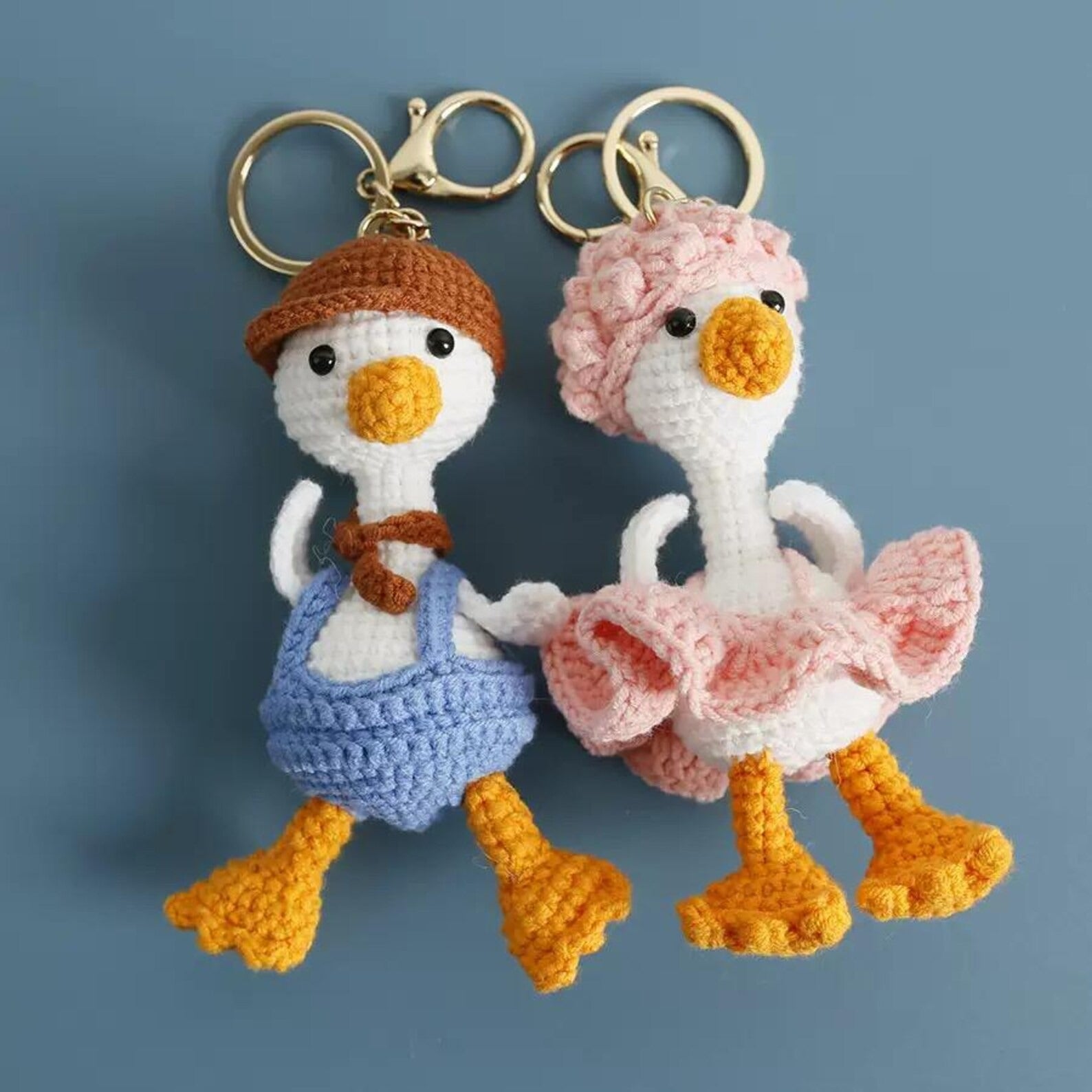 Cute Crochet Duck Keychain, Handmade Amigurumi Duck Bag Charm, Kawaii Duck Couple Plush, Unique Birthday or Christmas Gift for Her
