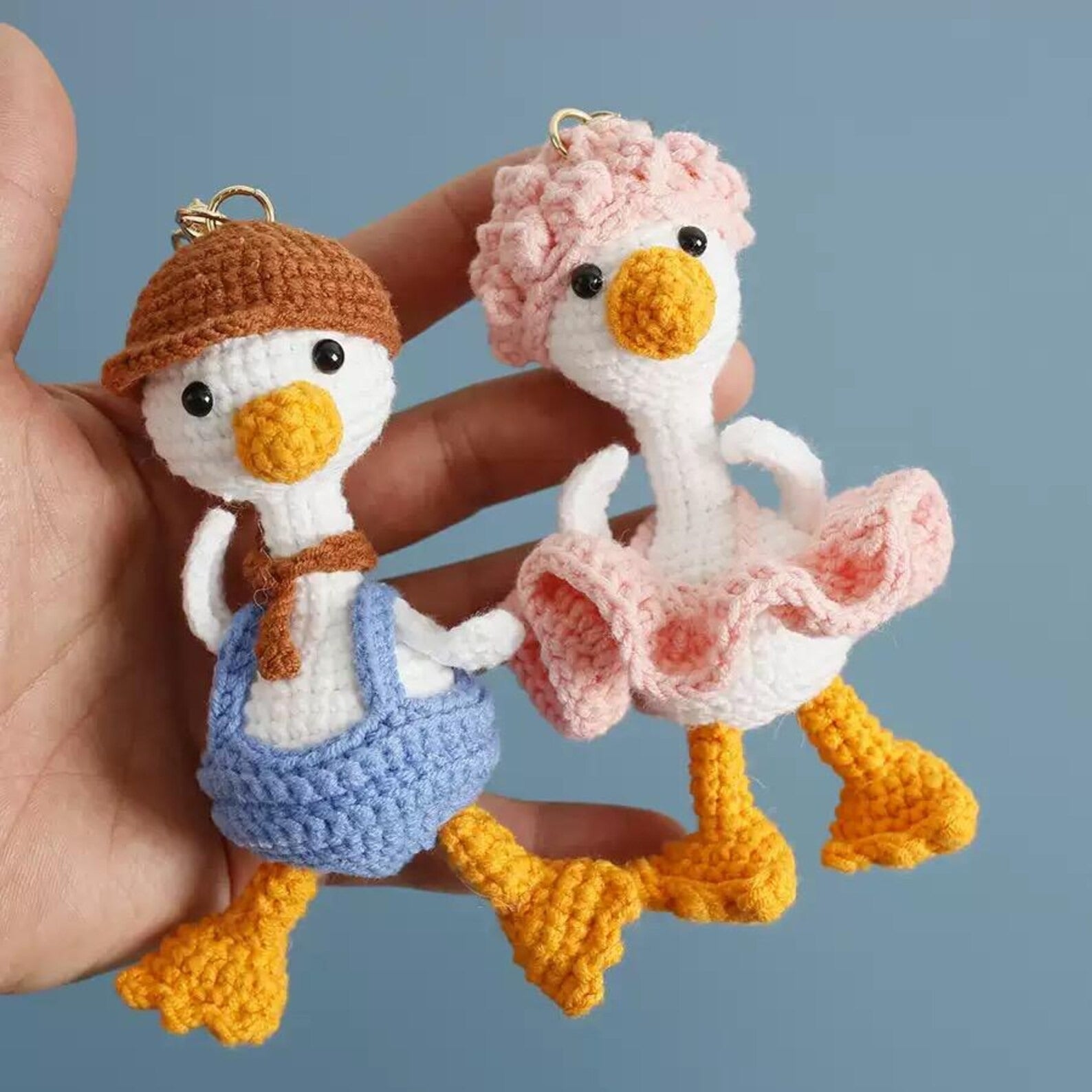 Cute Crochet Duck Keychain, Handmade Amigurumi Duck Bag Charm, Kawaii Duck Couple Plush, Unique Birthday or Christmas Gift for Her