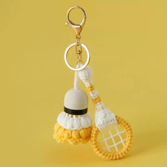 Handmade Crochet Badminton Keychain Set – 6 Colorful Racket Bag Charms, Sporty Gift for Friends, Car Hanger, Cute Handmade Accessory